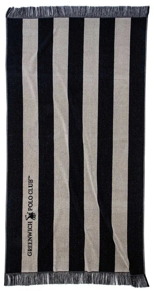 Πετσέτα Θαλάσσης 3727 Black-Beige Greenwich Polo Club Beach 90x170cm 100% Βαμβάκι