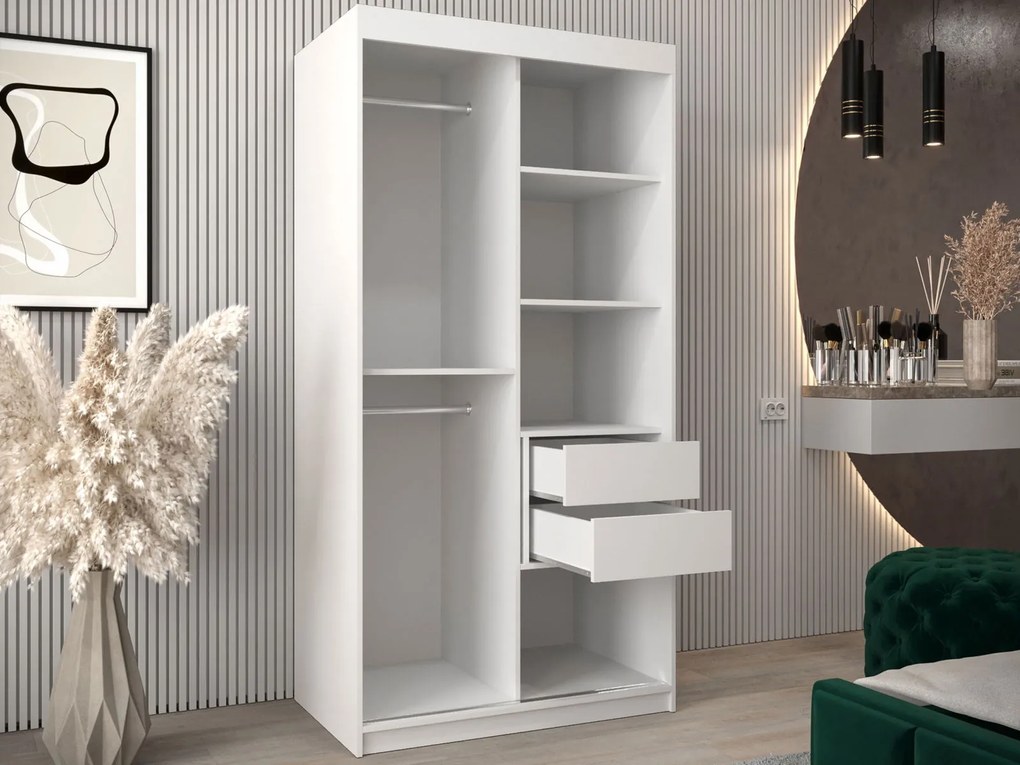 Ντουλάπα Flutes II 100 Συρόμενη-Λευκό