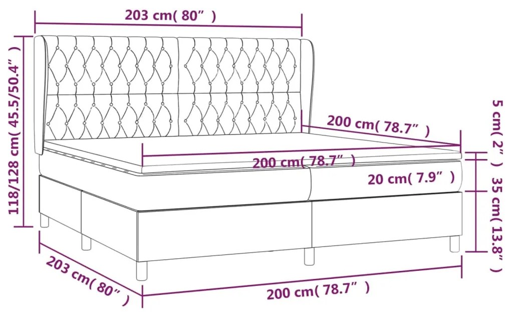 Κρεβάτι Boxspring με Στρώμα Ανοιχτό Γκρι 200x200 εκ. Υφασμάτινο - Γκρι