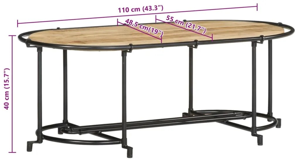 Τραπεζάκι Σαλονιού 110x55x40 εκ. από Μασίφ Ξύλο Μάνγκο - Καφέ