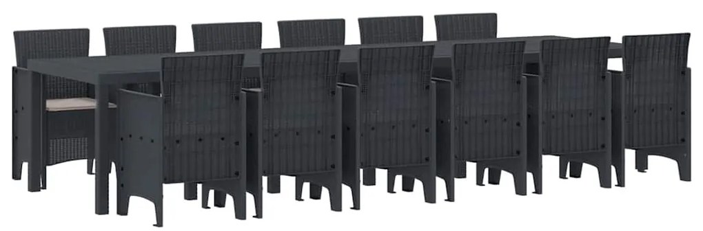 vidaXL Σέτ φαγητού για κήπο 13 pcs Ανθρακί Rattan Polt