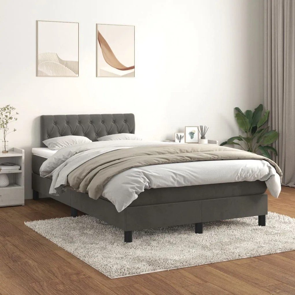 ΚΡΕΒΑΤΙ BOXSPRING ΜΕ ΣΤΡΩΜΑ ΣΚΟΥΡΟ ΓΚΡΙ 120X200 ΕΚ. ΒΕΛΟΥΔΙΝΟ 3141474