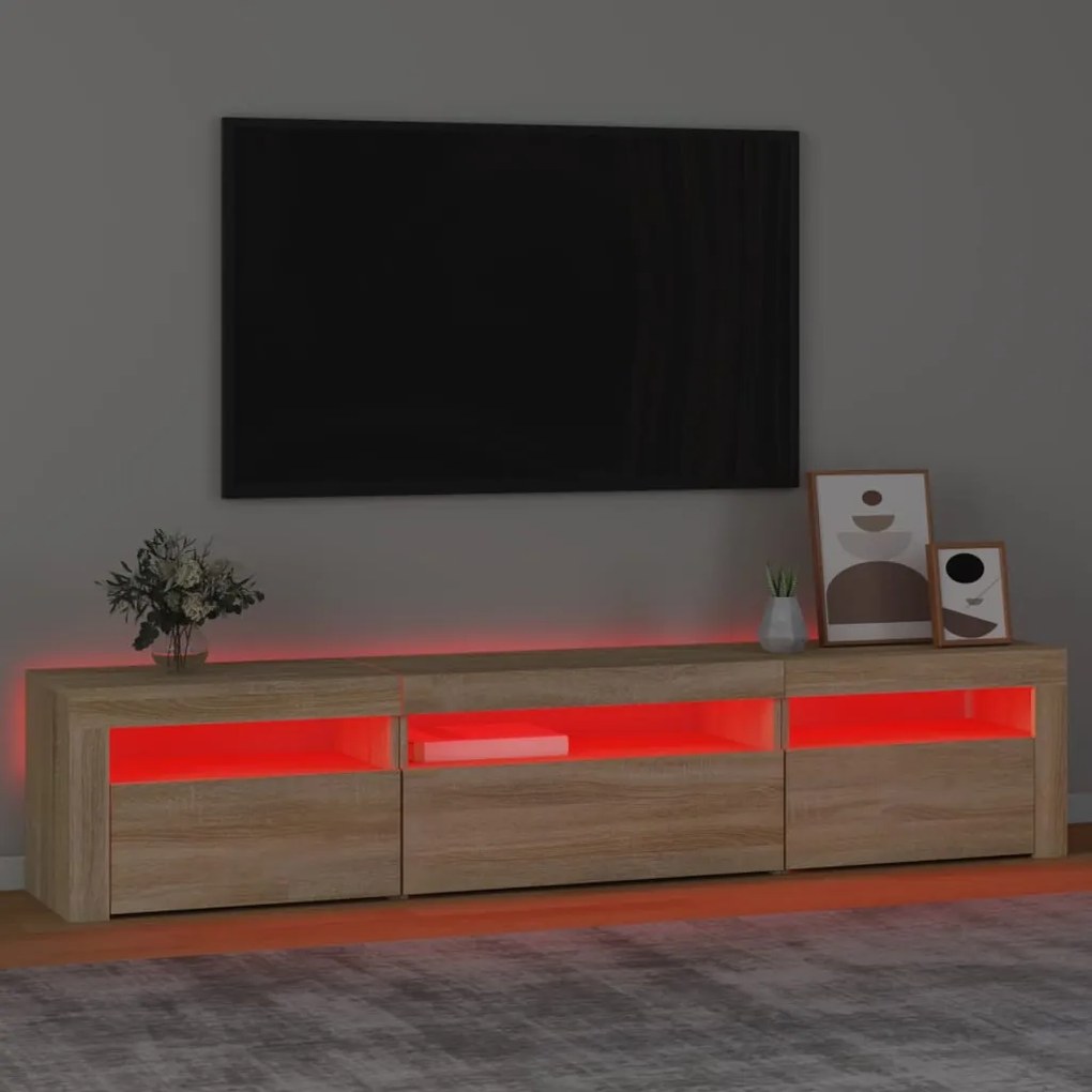 Έπιπλο Τηλεόρασης με LED Sonoma Δρυς 195x35x40 εκ. - Καφέ