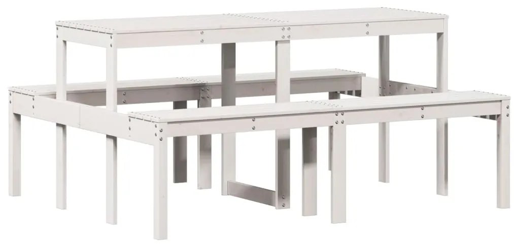 vidaXL Τραπέζι Πικνίκ Λευκό 160 x 134 x 75 εκ. από Μασίφ Ξύλο Πεύκου
