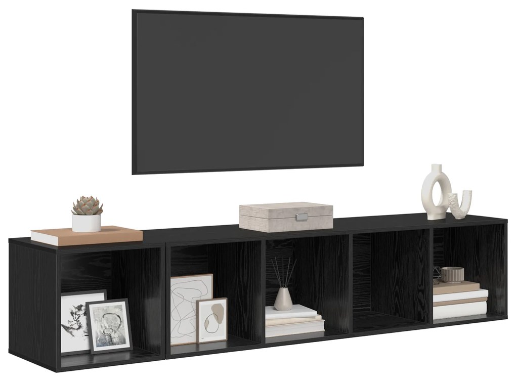 vidaXL 2 pcs Μαύρη δρυς 37 x 37 x 142.5 εκ Επεξεργασμένο ξύλο