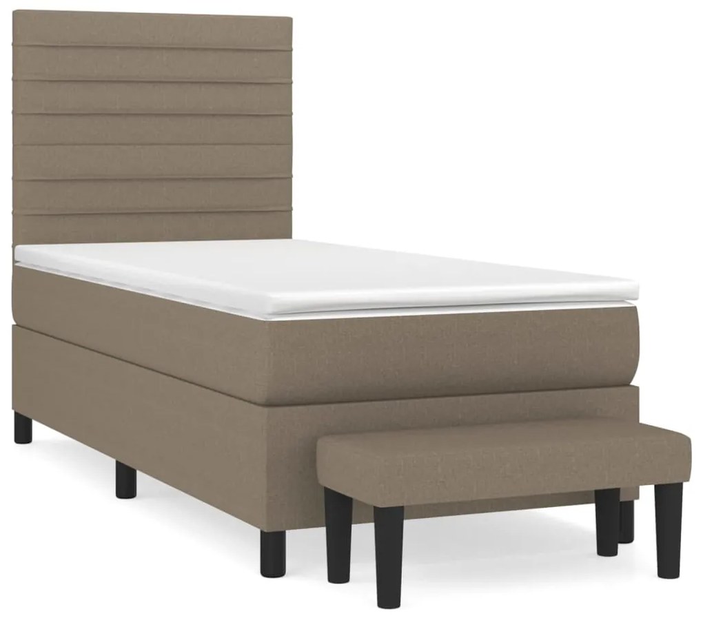 vidaXL Κρεβάτι Boxspring με Στρώμα Taupe 100 x 200 εκ. Υφασμάτινο