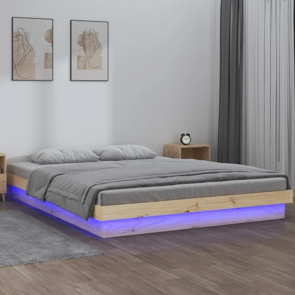 Πλαίσιο Κρεβατιού με LED 120 x 200 εκ. από Μασίφ Ξύλο - Καφέ