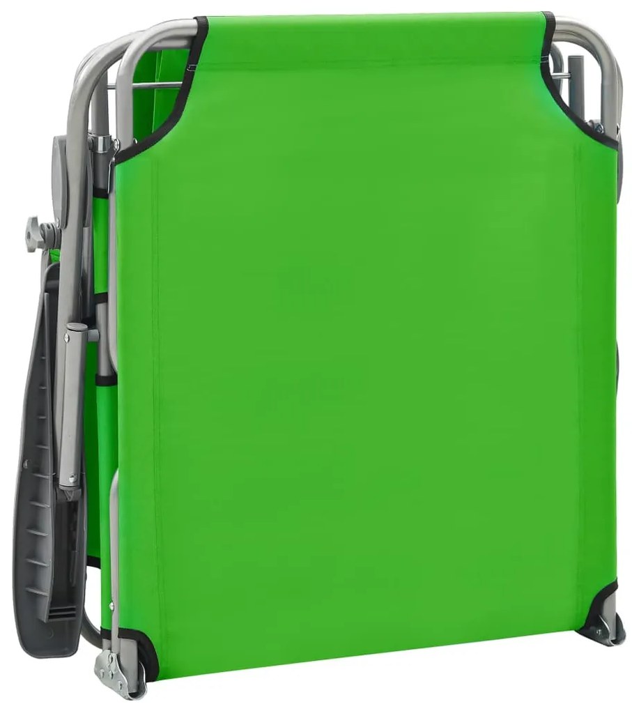 vidaXL Ξαπλώστρα Πράσινη Ατσάλινη με Σκίαστρο