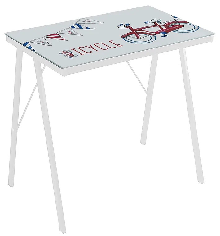 BICYCLE ΓΡΑΦΕΙΟ ΜΕ PATTERN ΛΕΥΚΟ 80x50xH74cm 28-0162