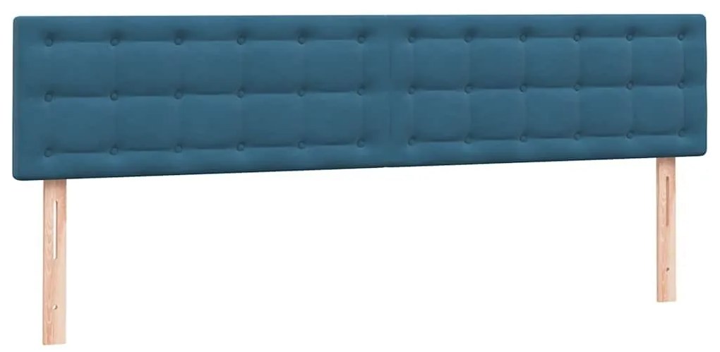 Box Spring Κρεβάτι με στρώματα Σκούρο μπλε 200x220 cm Βελούδινο - Μπλε