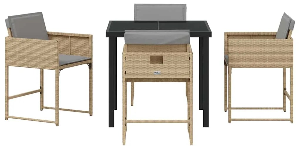 vidaXL Σέτ φαγητού για κήπο 5 pcs Μπεζ συνθετικό ρατάν