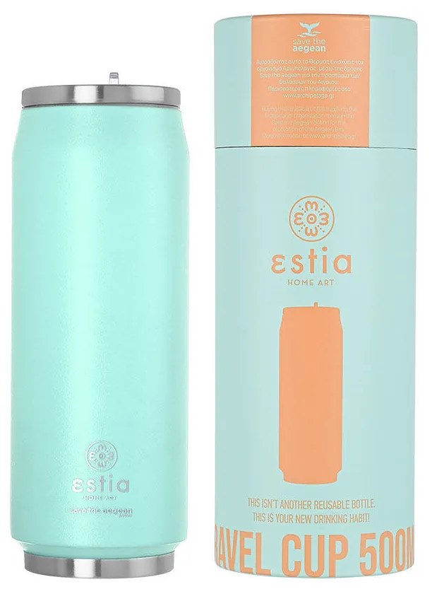 Ποτήρι Θερμός Travel Cup Save The Aegean Bermuda Green 500ml - Estia