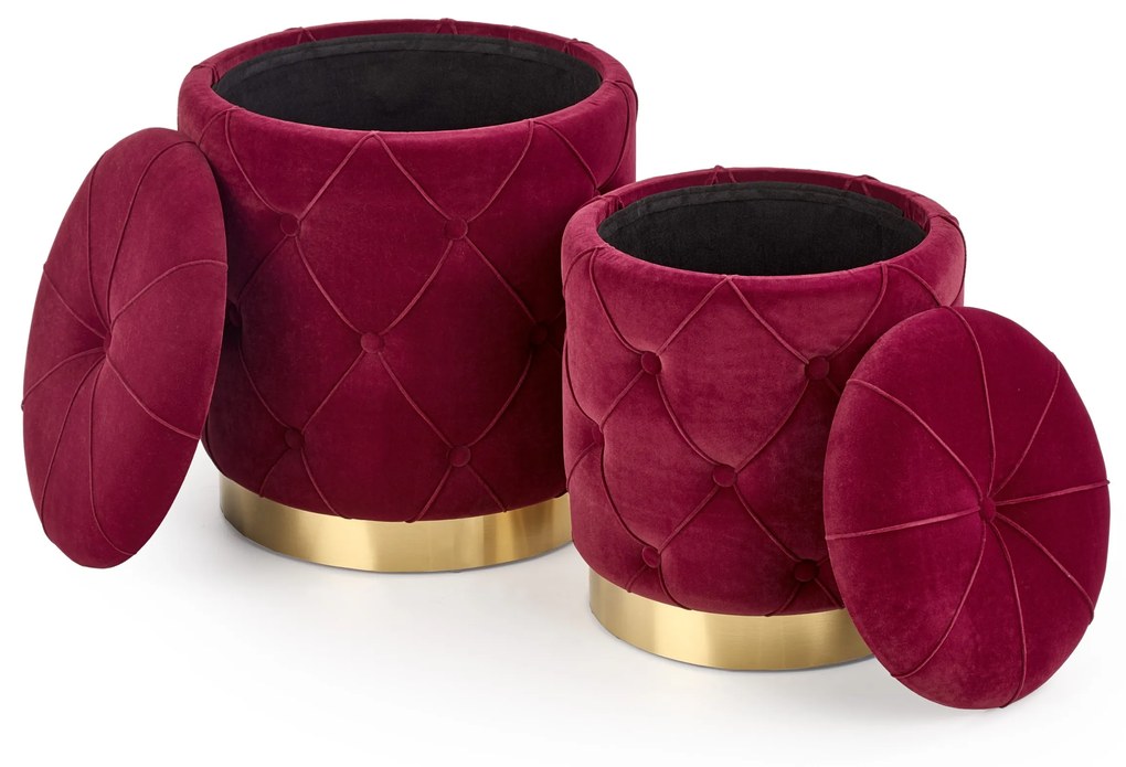 POLLY set of two stools, color: dark red DIOMMI V-CH-POLLY-PUFA-BORDOWY