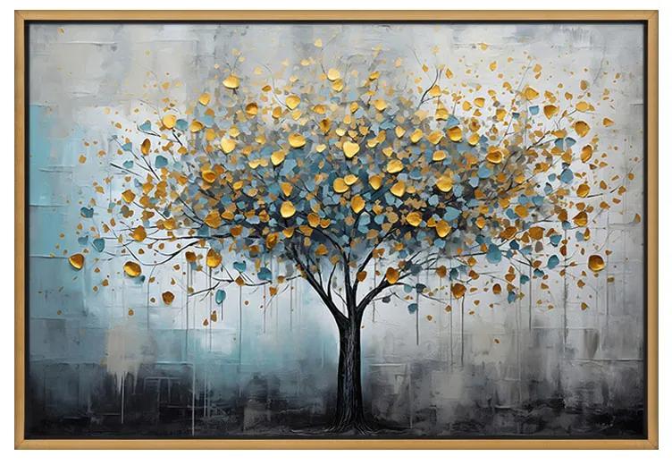 Πίνακας σε καμβά "Gold Tree" Megapap ψηφιακής εκτύπωσης με κορνίζα χρώμα χρυσό 140x100x3εκ. - 0241210