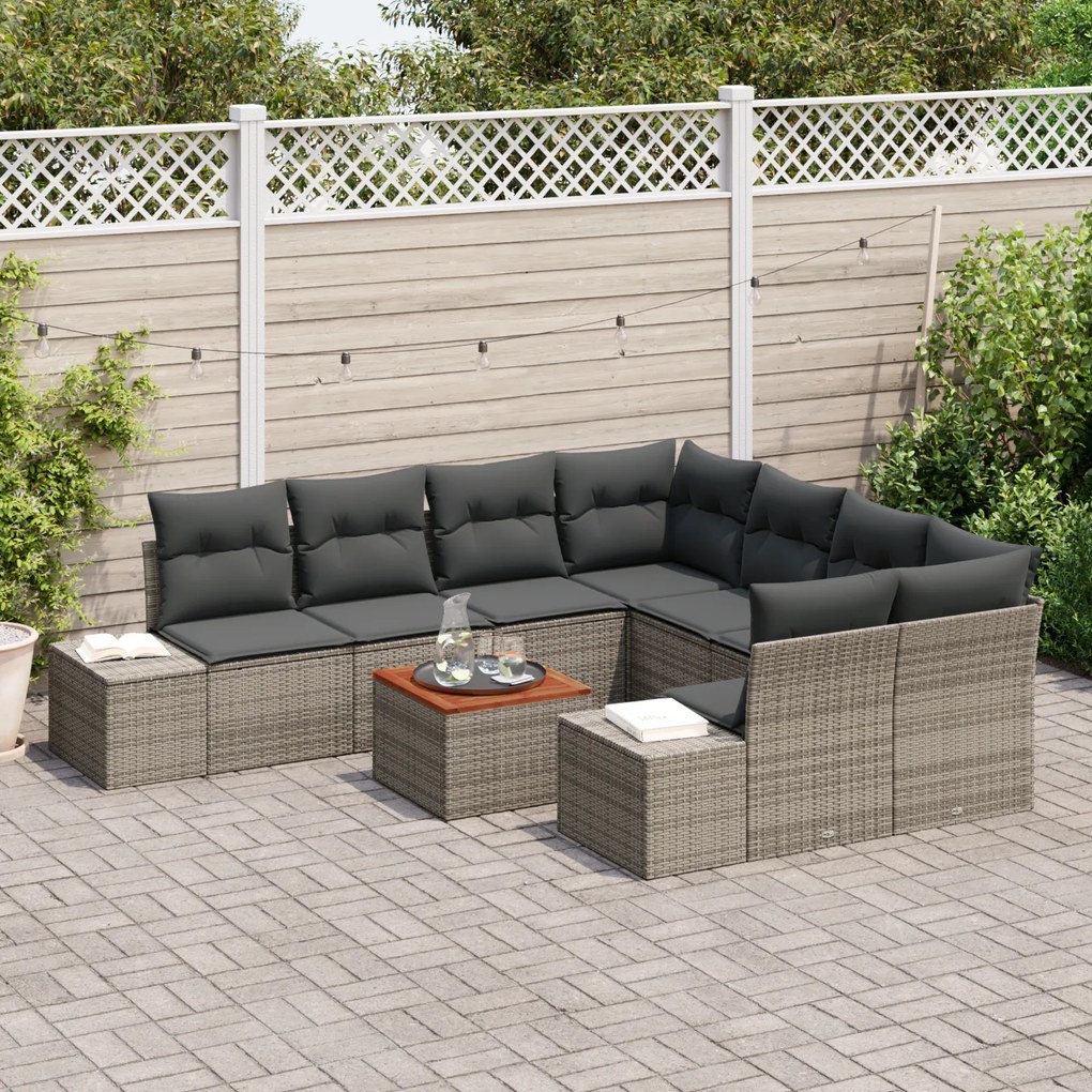 vidaXL Σετ Σαλονιού Κήπου 9 pcs Γκρι 55 x 55 x 37 εκ