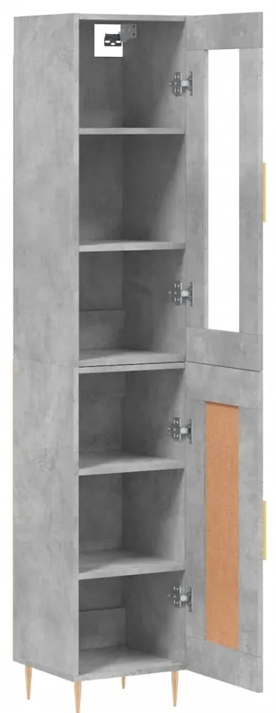 vidaXL Ντουλάπι Γκρι Σκυροδέματος 34,5x34x180 εκ. Επεξεργασμένο Ξύλο