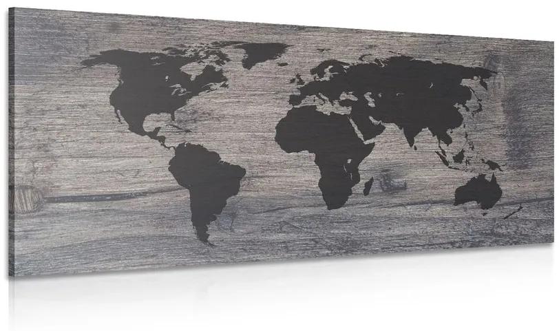 Εικόνα του παγκόσμιου χάρτη σε σκούρο ξύλο - 120x60