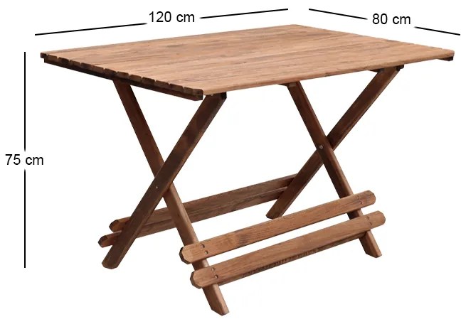 Τραπέζι πτυσσόμενο Queen Megapap από ξύλο οξιάς σε χρώμα καρυδί εμποτισμού 120x80x75εκ.