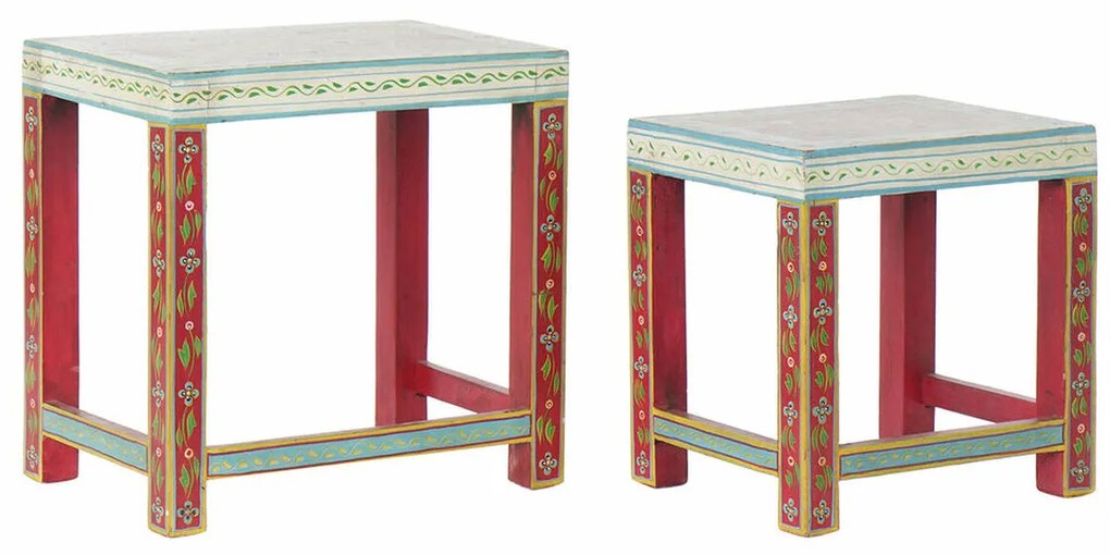Βοηθητικό Τραπέζι DKD Home Decor 8424001853243 Φυσικό Πολύχρωμο Ακρυλικό Ξύλο από Μάνγκο 45 x 30 x 45 cm