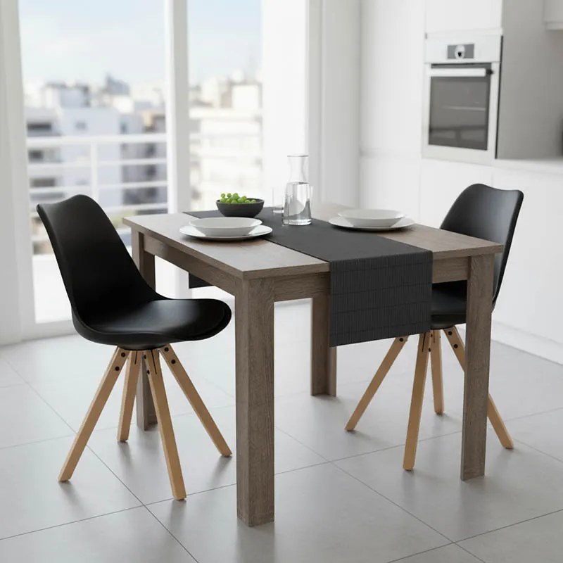 Τραπεζαρία Manka I-Caron pakoworld σετ 3τεμ σε sonoma truffle-μαύρη απόχρωση 80x80x77εκ