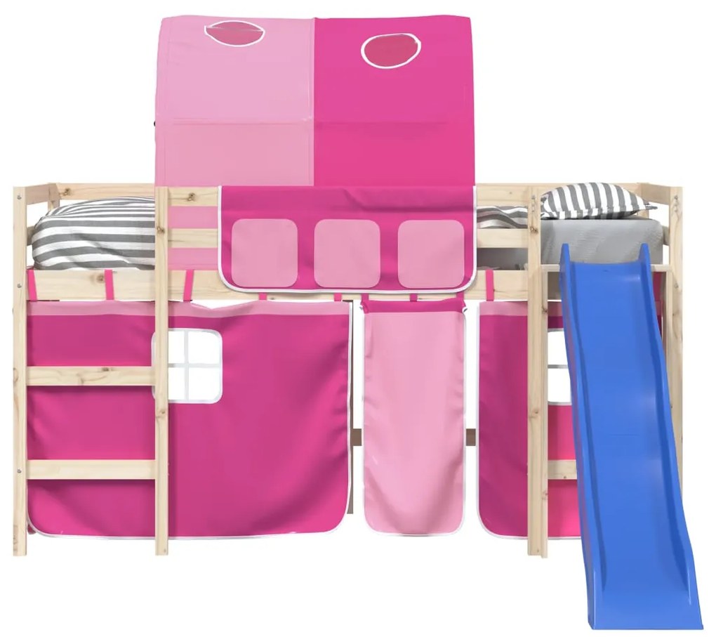 vidaXL Κουρτίνες για Κρεβάτι Κουκέτα με Τούνελ Ροζ από Πολυεστέρα