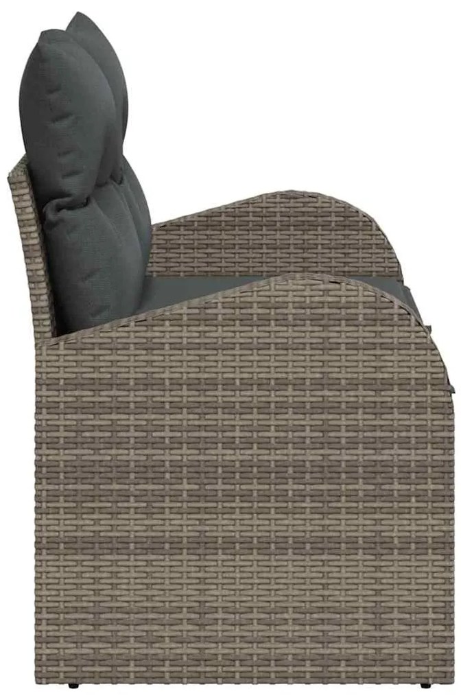 vidaXL Καναπές Κήπου με μαξιλάρι Γκρι 124 x 62 x 69cm συνθετικό ρατάν