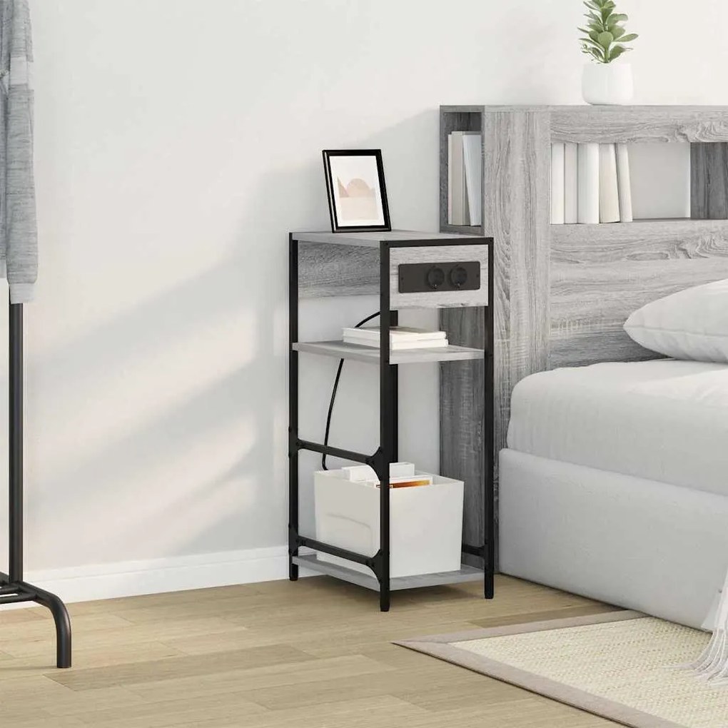 vidaXL Κομοδίνο Γκρι sonoma 40 x 27 x 76 εκ Επεξεργασμένο ξύλο