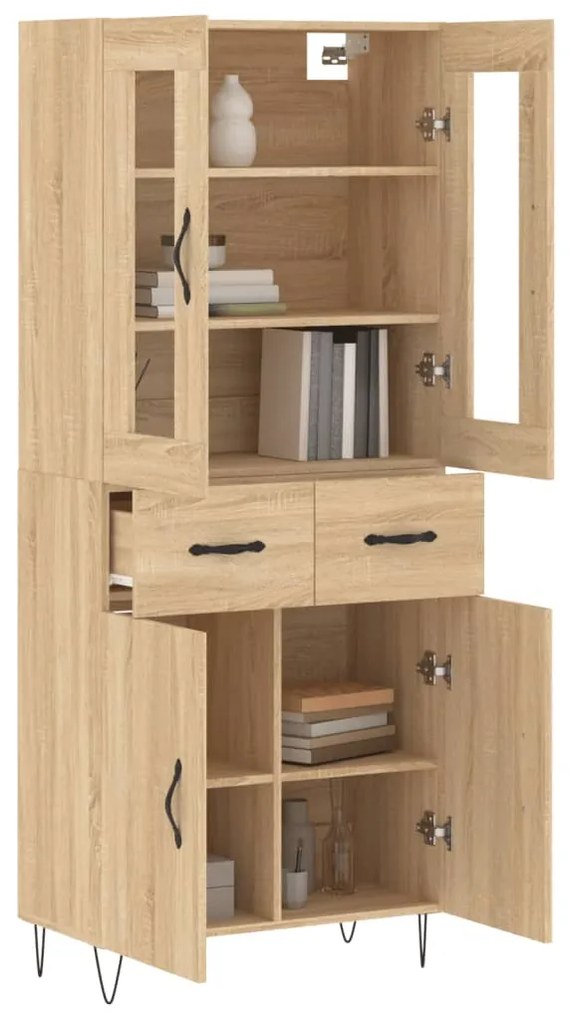 vidaXL Ντουλάπι Sonoma δρυς 69,5 x 34 x 180 εκ. από Επεξεργασμένο Ξύλο