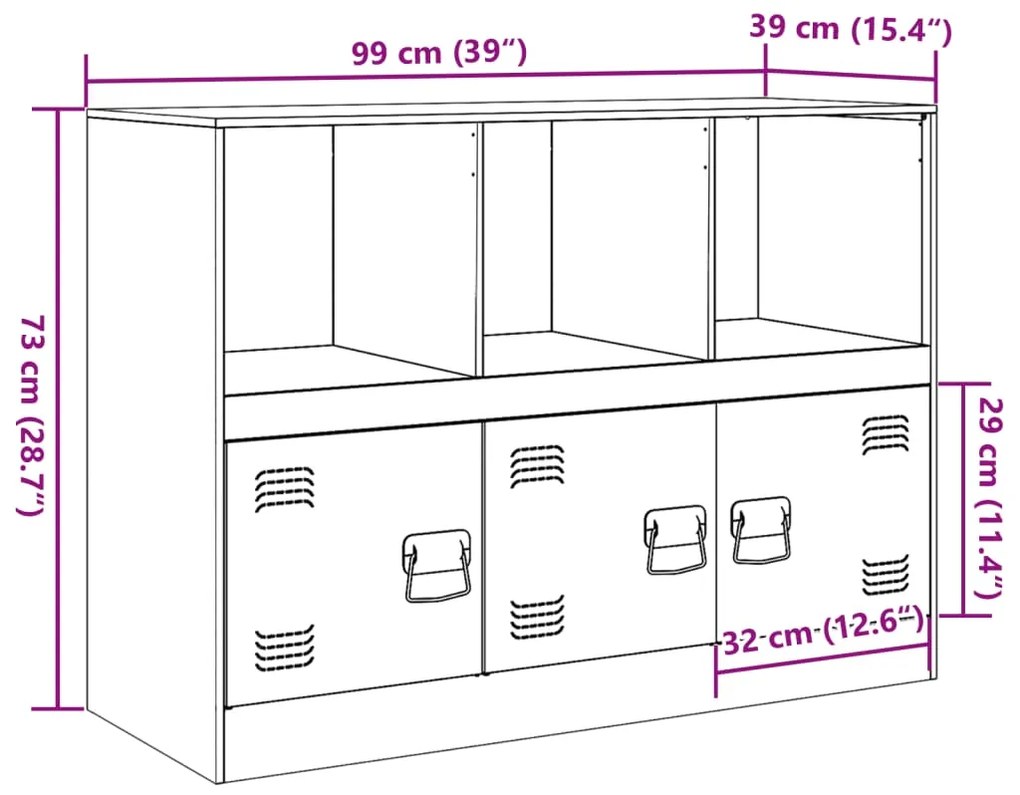 Ντουλάπι Μαύρο 99x39x73 εκ. από Ατσάλι - Μαύρο