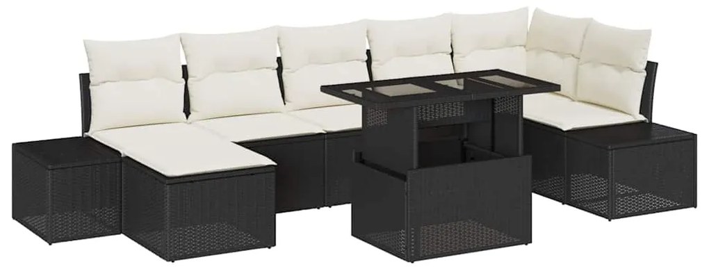 vidaXL Σετ Καναπέ Κήπου με μαξιλάρι 8 pcs Μαύρο και κρεμ