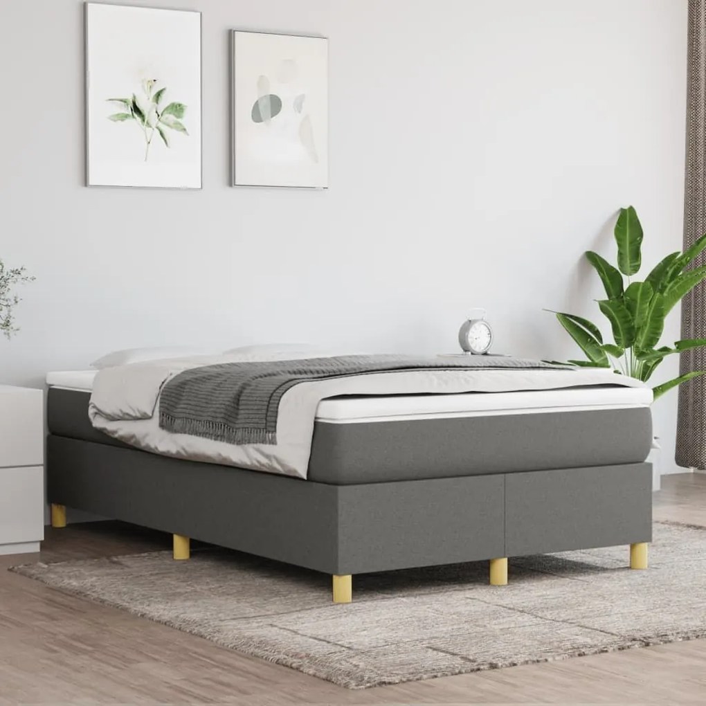 ΚΡΕΒΑΤΙ BOXSPRING ΜΕ ΣΤΡΩΜΑ ΣΚΟΥΡΟ ΓΚΡΙ 120X200 ΕΚ. ΥΦΑΣΜΑΤΙΝΟ 3144507