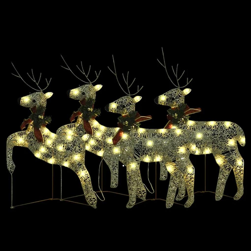 vidaXL Χριστουγεννιάτικοι Τάρανδοι 4 τεμ. με 80 LED Χρυσοί
