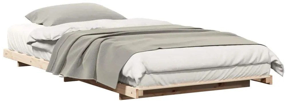 vidaXL Κρεβάτι δαπέδου Καφέ 100 x 220 cm Μασίφ ξύλο πεύκου
