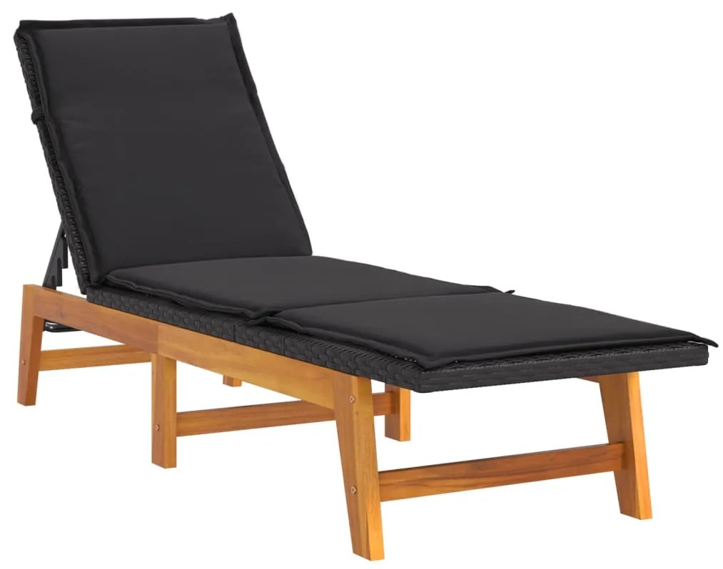 vidaXL Ξαπλώστρες 2 τεμ. Συνθ. Ρατάν &amp; Μασίφ Ξύλο Ακακίας με Μαξιλάρια