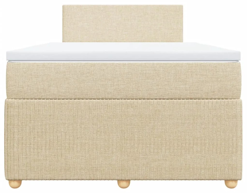 vidaXL Κρεβάτι Boxspring με Στρώμα Κρεμ 120x190 εκ. Υφασμάτινο