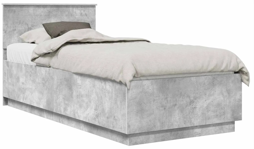 vidaXL Σκελετός Κρεβατιού με κεφαλάρι Σκυρόδεμα Γκρι 100 x 200 cm