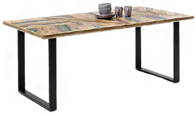Τραπέζι Abstract Καφέ-Μαύρο  180x90x76εκ - Μαύρο