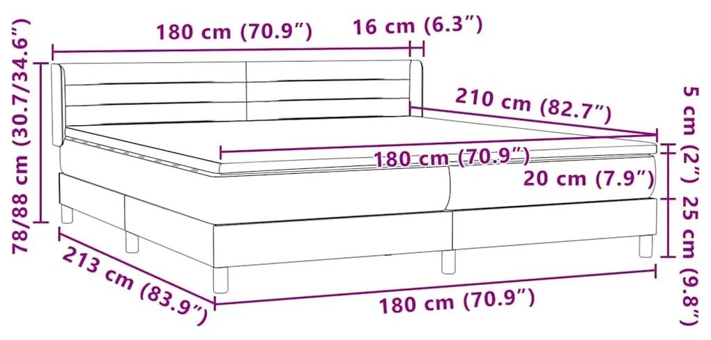 Κρεβάτι Boxspring με Στρώμα Μαύρο 180x210 εκ. Βελούδινο - Μαύρο