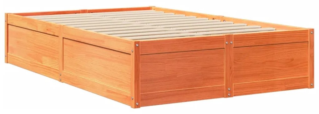 Σκελετός Κρεβ. Χωρίς Στρώμα Καφέ Κεριού 135x190 εκ Μασίφ Πεύκο 3282386