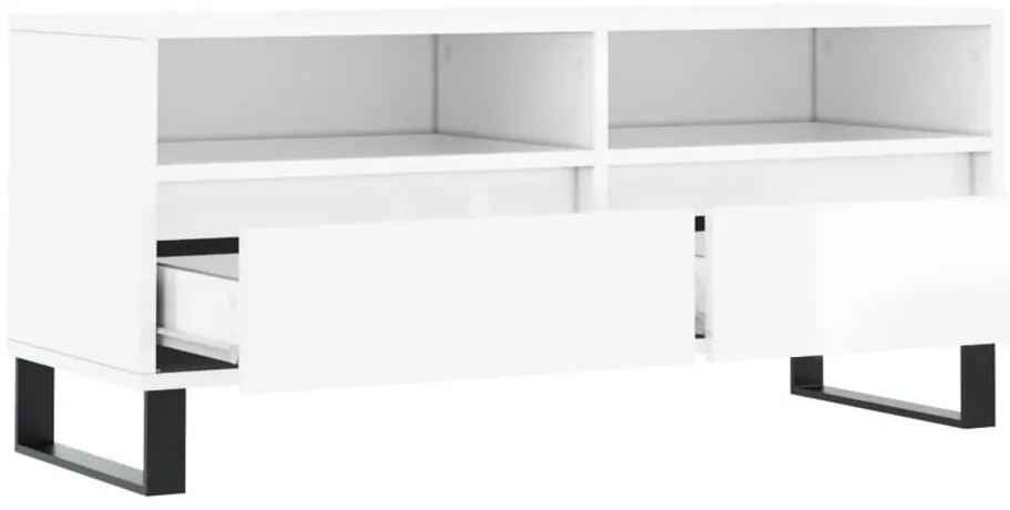 vidaXL Έπιπλο Τηλεόρασης Γυαλ. Λευκό 100x34,5x44,5 εκ. Επεξεργ. Ξύλο