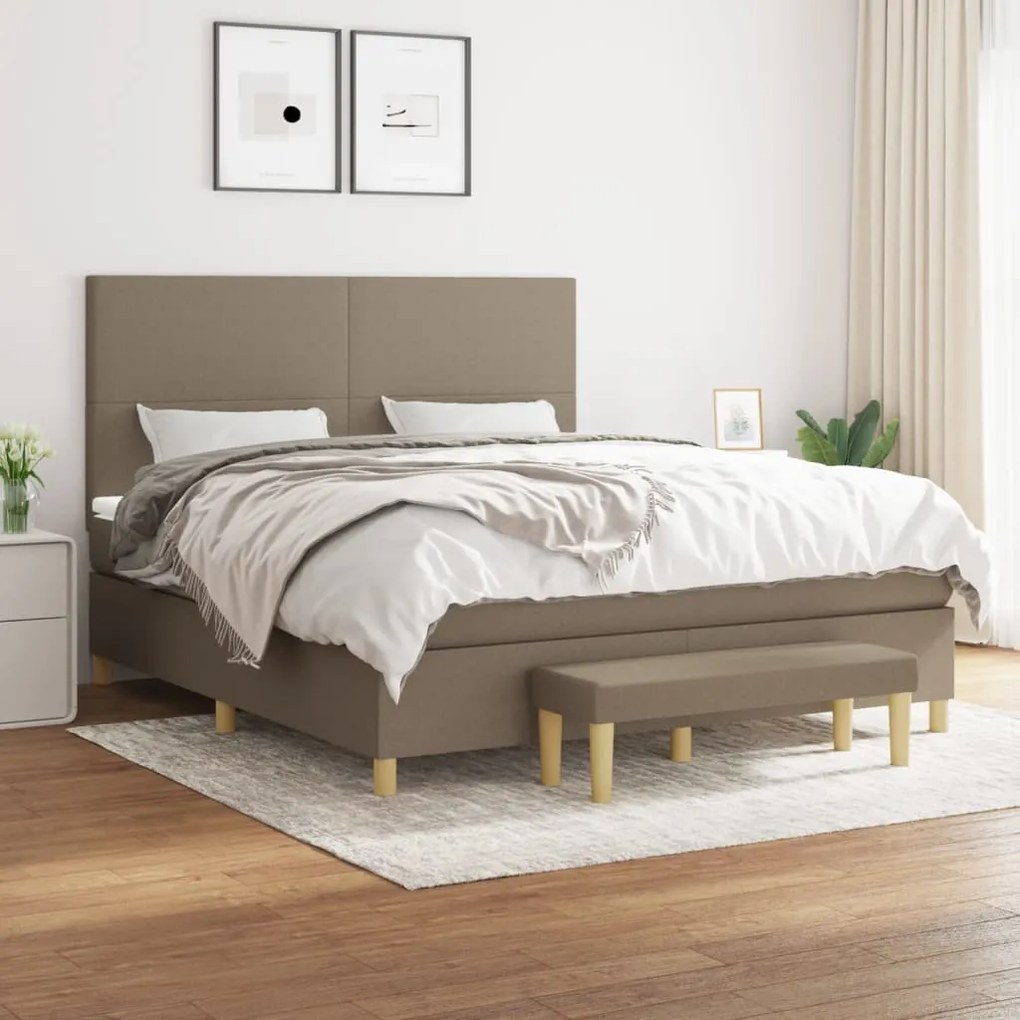 Κρεβάτι Boxspring με Στρώμα Taupe 160x200 εκ. Υφασμάτινο