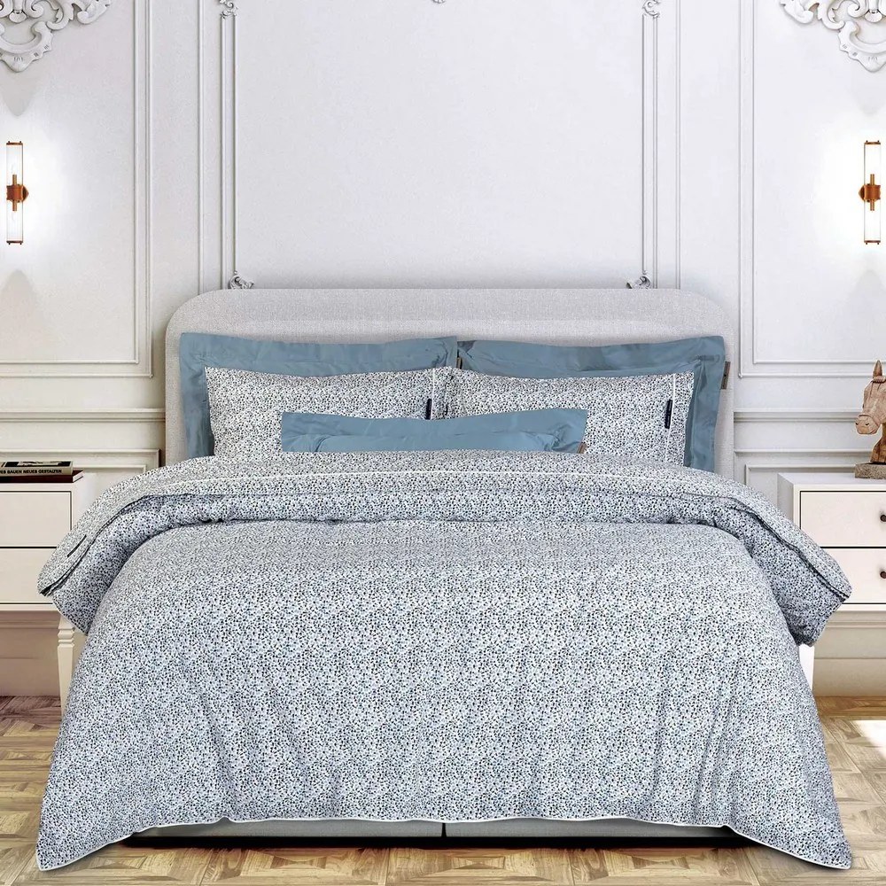 Σεντόνια 2360 (Σετ 4τμχ) White-Blue Greenwich Polo Club Υπέρδιπλo 240x260cm 100% Βαμβάκι
