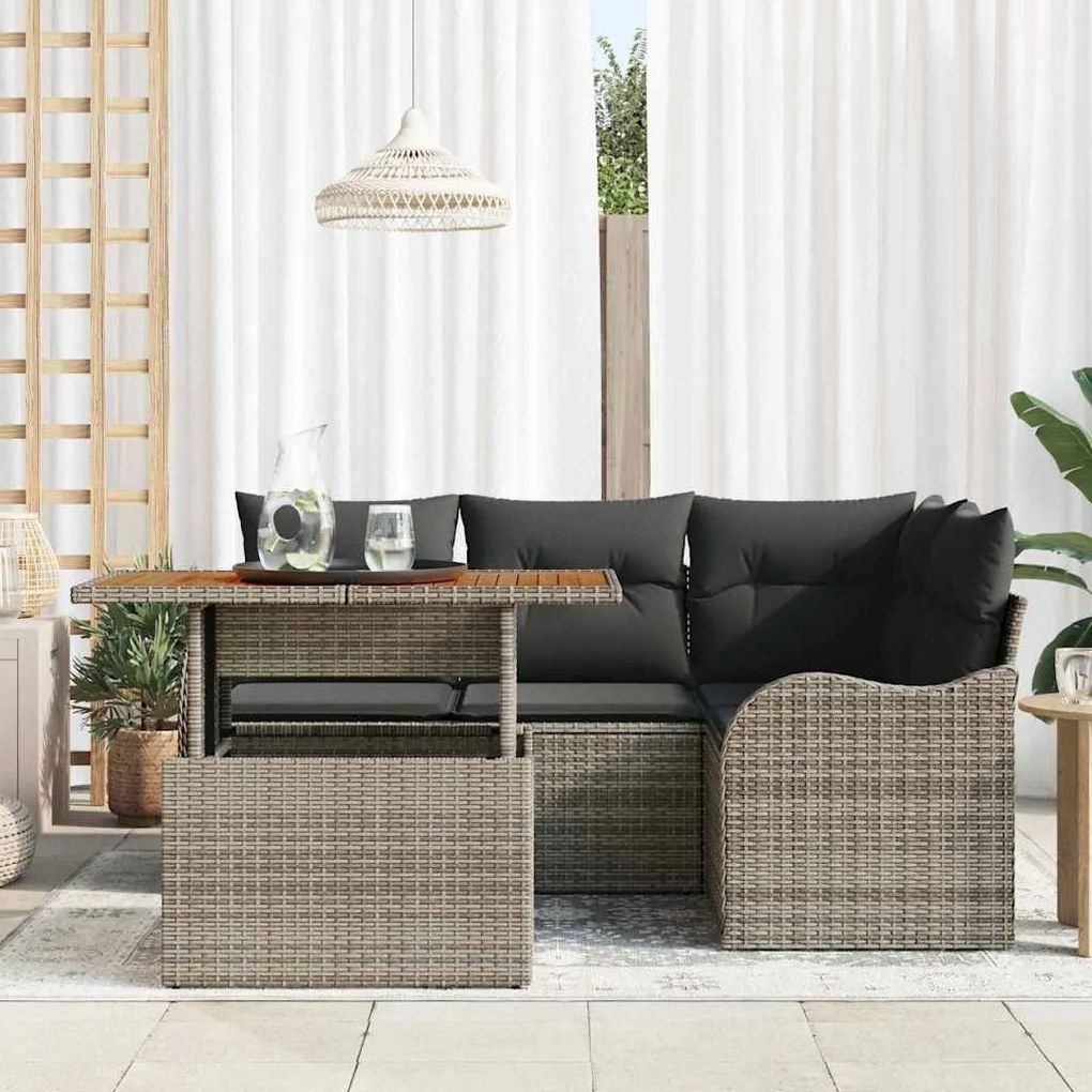 vidaXL Σετ Καναπέ Κήπου με μαξιλάρι 5 pcs Γκρι 100 x 55 x 73 εκ