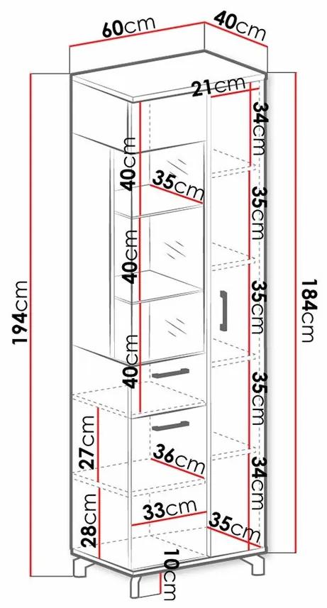Βιτρίνα Omaha S103, Μαύρο, Ελαφριά δρυς, Με πόρτες, Ο αριθμός των θυρών: 3, 194x60x40cm, 53 kg | Epipla1.gr