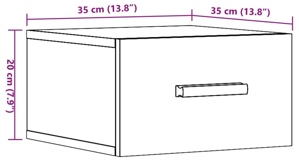 Κομοδίνα Επιτοίχια 2 τεμ. Αρτισιανή Δρυς 35 x 35 x 20 εκ. - Καφέ