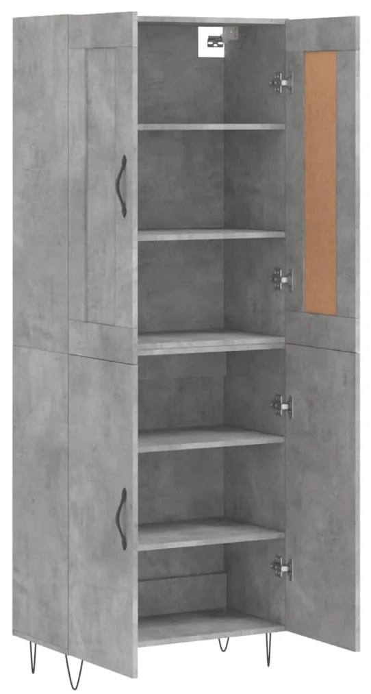 vidaXL Ντουλάπι Γκρι Σκυροδέματος 69,5x34x180 εκ. Επεξεργασμένο Ξύλο