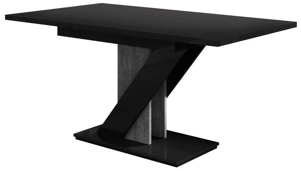 Τραπέζι Goodyear 105, Σκυρόδεμα, Γυαλιστερό μαύρο, 76x80x120cm, 52 kg, Επιμήκυνση, Πλαστικοποιημένη μοριοσανίδα | Epipla1.gr