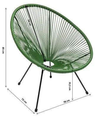 Πολυθρόνα Acapulco Πράσινη 73x78x85εκ - Πράσινο