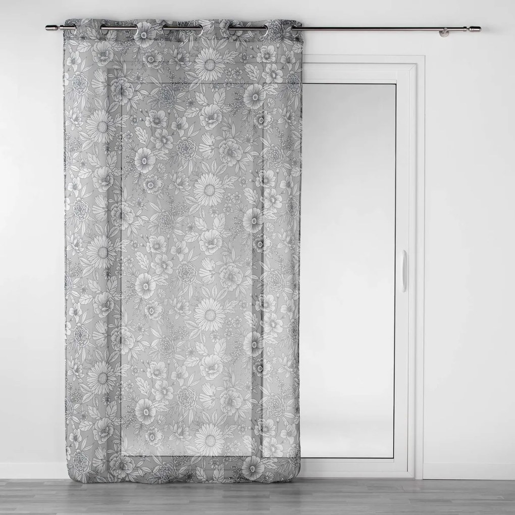 Κουρτίνες Douceur d intérieur PANNEAU A OEILLETS 140 x 240 CM VOILE SABLE IMPRIME MILADY GRIS