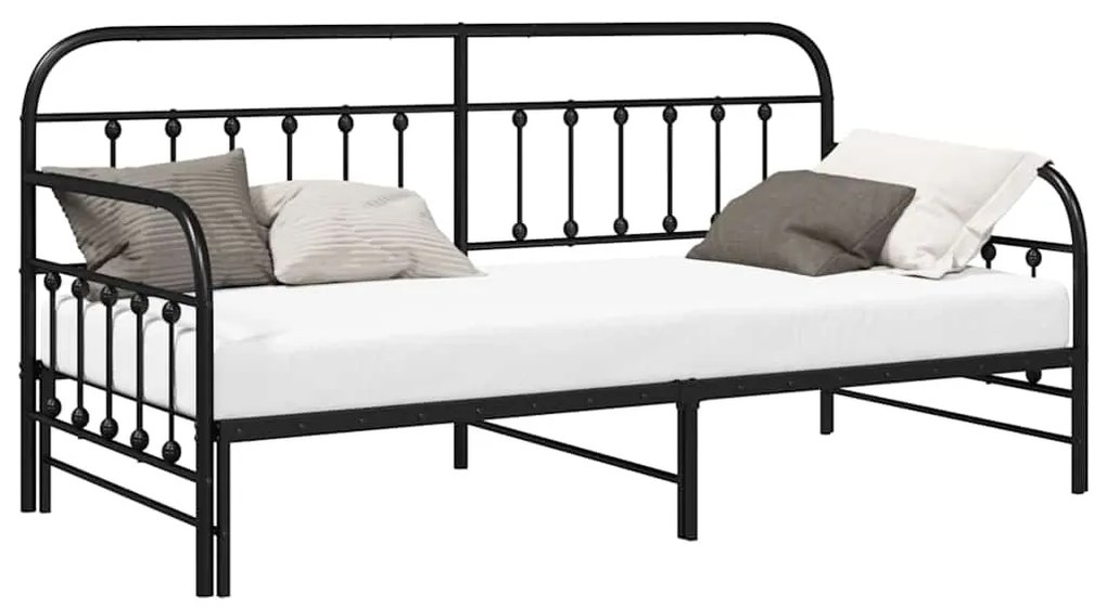 vidaXL Σκελετός κρεβατιού ημέρας Μαύρο 100 x 190 cm